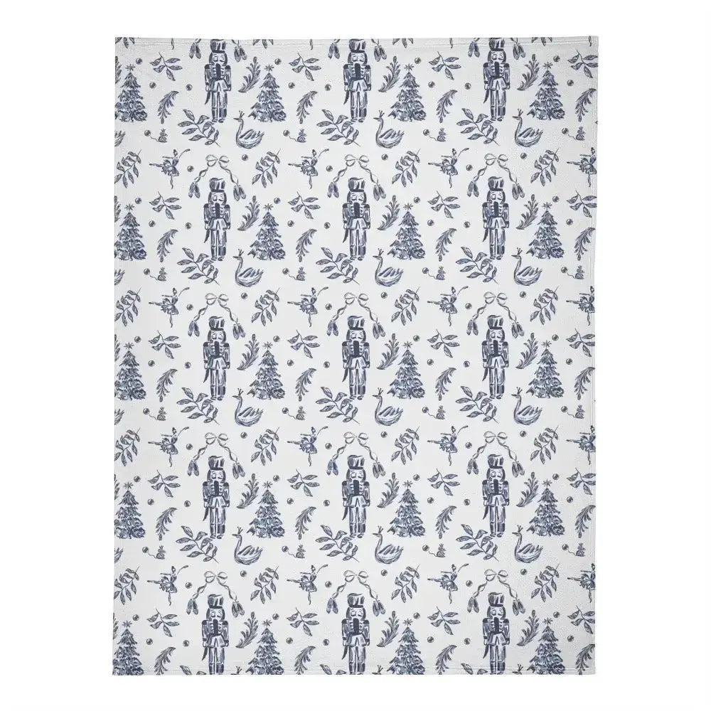 Elegant Nutcracker Christmas blanket by Winks Design Studio featuring festive holiday-themed fabric and intricate nutcracker patterns.