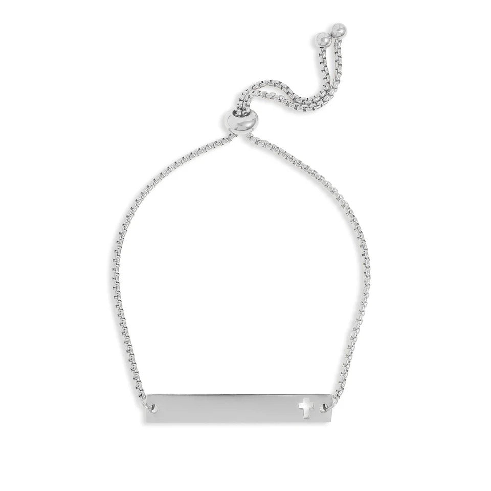 18K Gold Engravable Cross Bar Bracelet - Winks Design Studio,LLC
