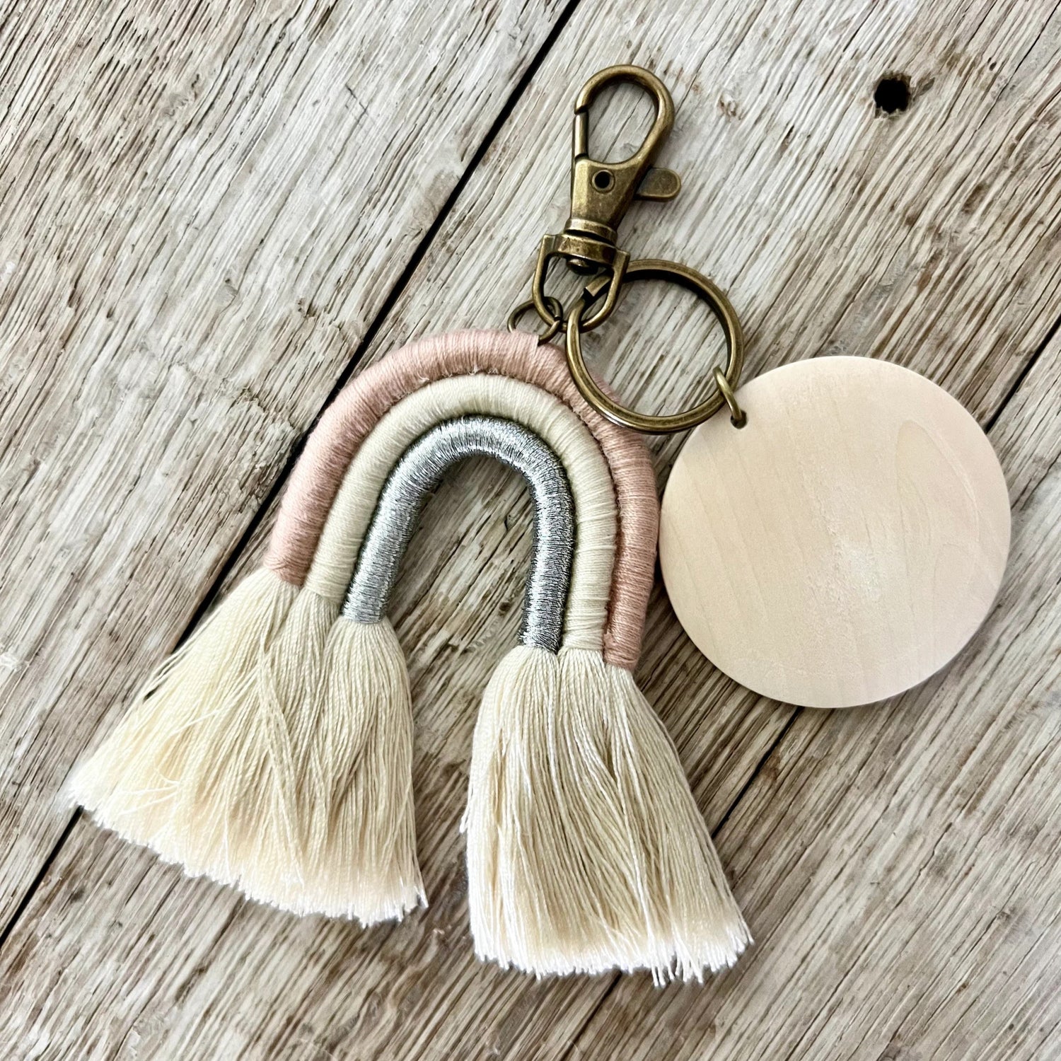 Boho Rainbow Bag Charm Keychain - Winks Design Studio,LLC