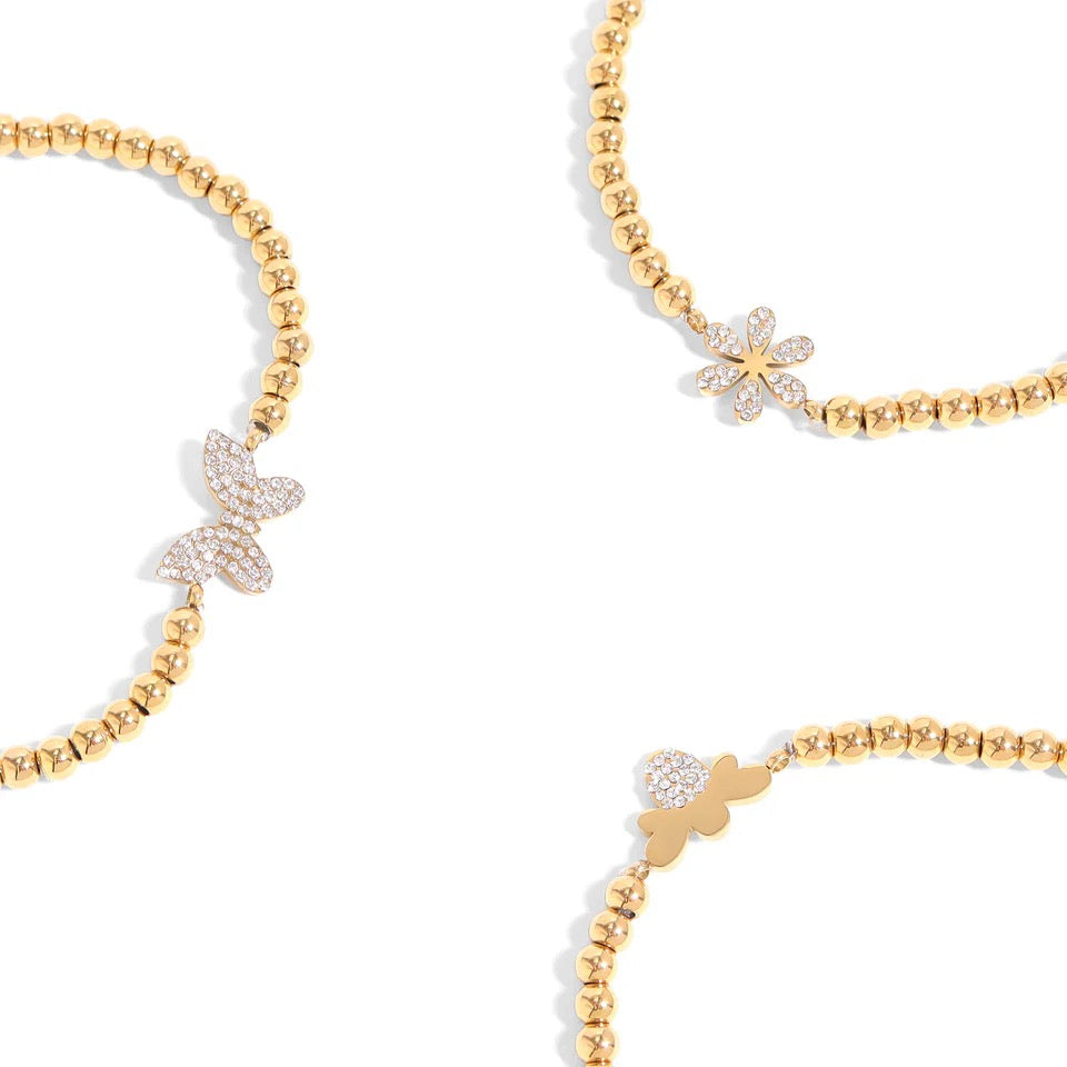 18K Gold PVD Beaded Stretch Bracelet - Winks Design Studio,LLC