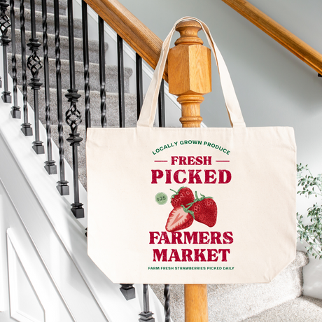 Farmers Market Fresh Picked Strawberry Tote - Winks Design Studio,LLC