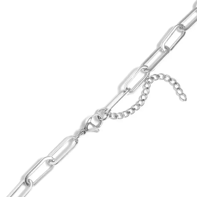 18K gold engravable paperclip 3 bar necklace by Winks Design Studio, LLC, featuring a sleek open design with customizable engraving space.