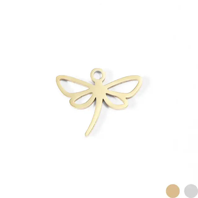 Gold dainty dragonfly charm by Winks Design Studio, LLC, featuring a delicate, detailed dragonfly design on a small charm.