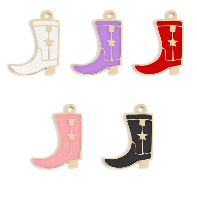 18K gold stainless cowboy boot charm by Winks Design Studio, LLC, featuring a detailed Western-style boot design.
