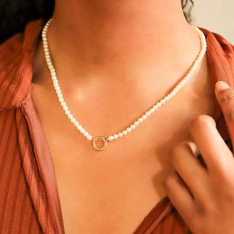 Glass Pearl Charm Keeper Necklace - Winks Design Studio,LLC
