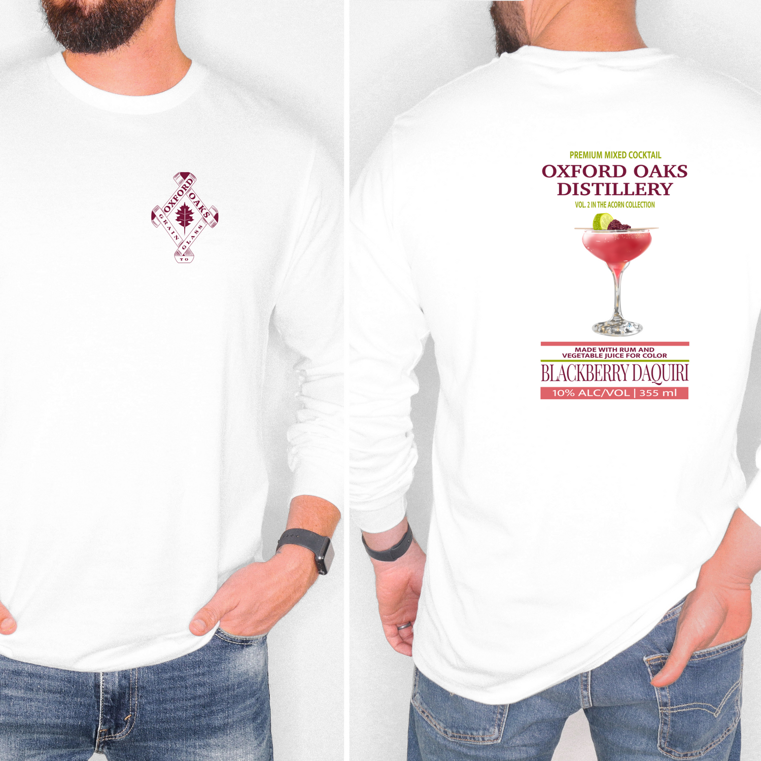 Oxford Oaks Distillery Blackberry Daquiri Long Sleeve T-Shirt - Winks Design Studio,LLC