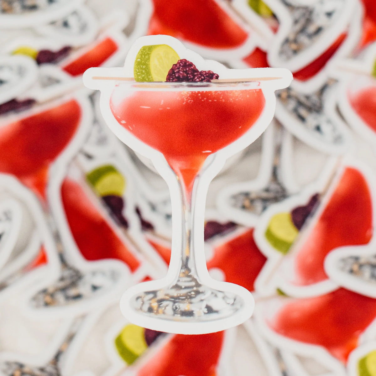 Blackberry Daiquiri Cocktail sticker by Winks Design Studio, LLC, featuring a vibrant blackberry daiquiri drink illustration.