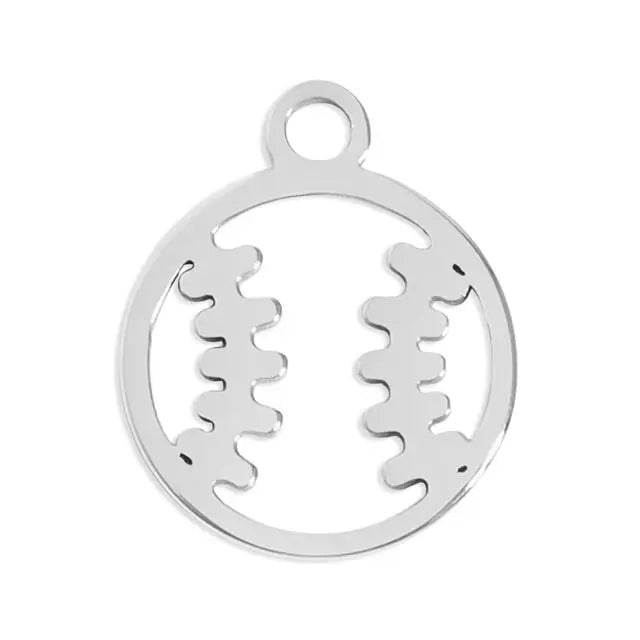Winks Design Studio LLC sports charm featuring a detailed baseball design on a silver-tone charm for jewelry.