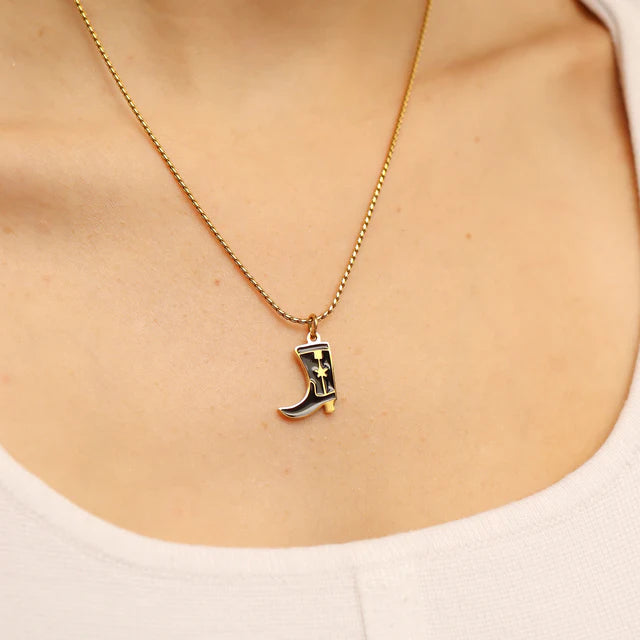 18K Gold Stainless Cowboy Boot Charm - Winks Design Studio,LLC