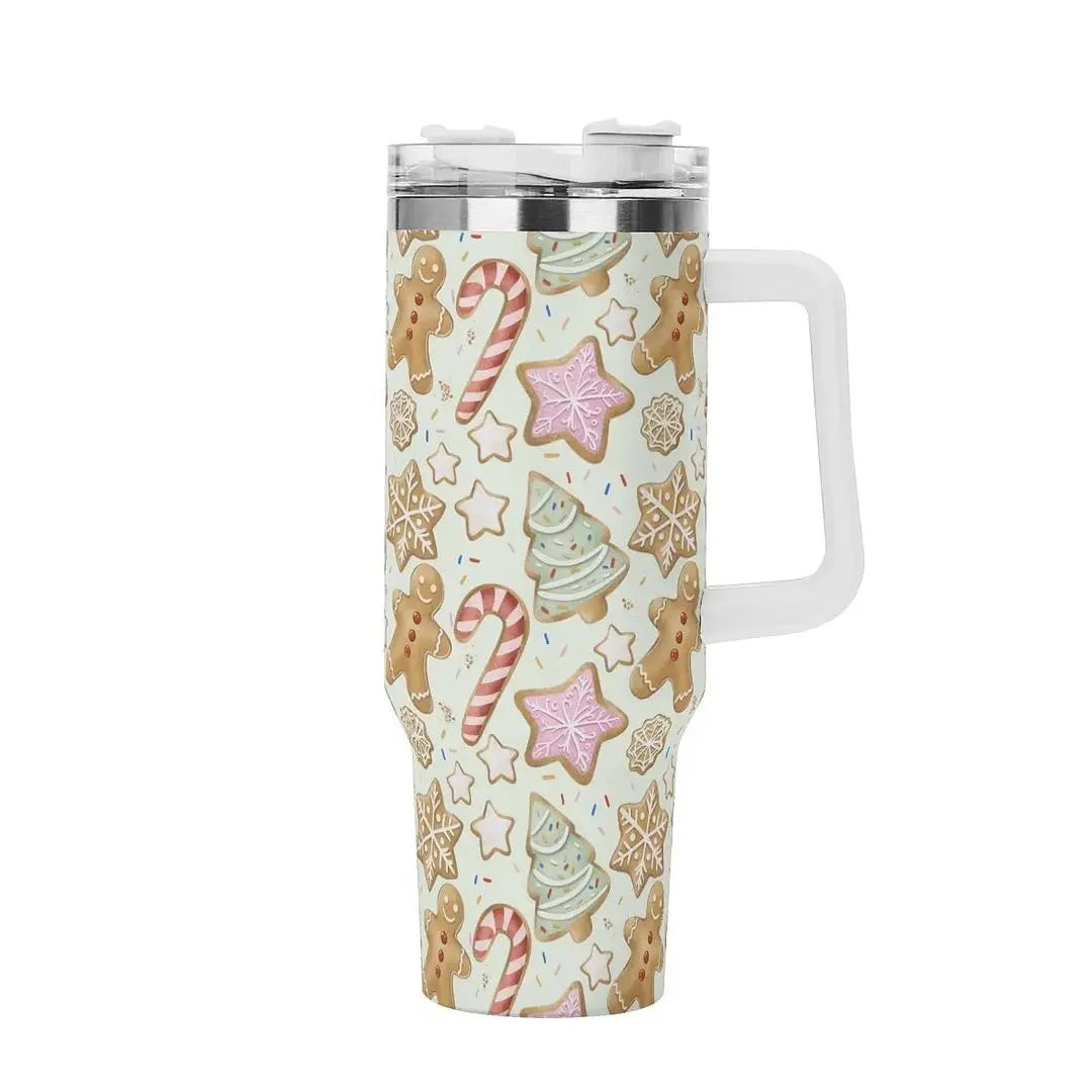 Christmas Cookie stainless steel tumbler by Winks Design Studio, LLC, featuring festive holiday design and a 40oz capacity.