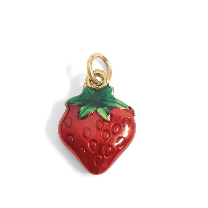 Stainless Steel Epoxy Strawberry Charm
