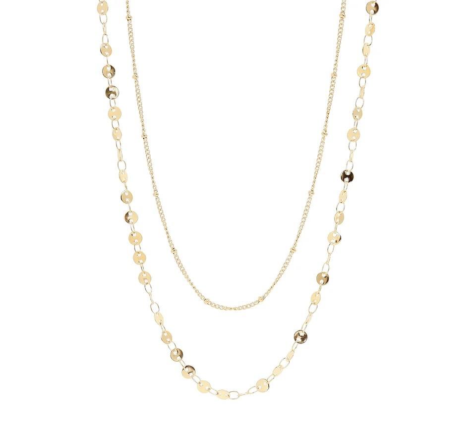 18K Gold Circle & Satellite Chain Layered Necklace