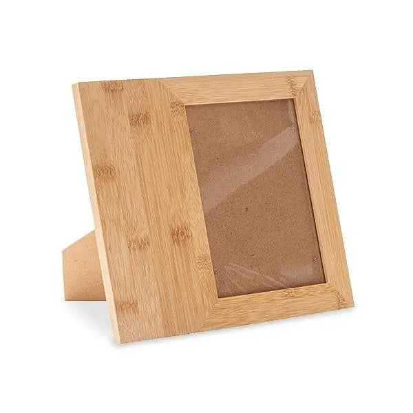 Personalized bamboo picture frame for 5x7 photos, engraved with custom design, by Winks Design Studio, LLC.