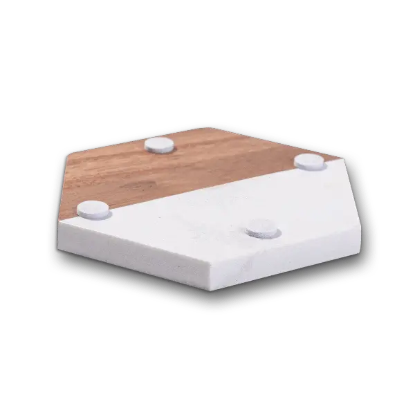 Custom engraved marble coaster set featuring elegant marble and wood design by Winks Design Studio, LLC.