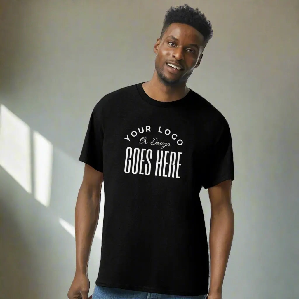 Custom heavy cotton T-shirt by Winks Design Studio featuring a classic midweight Gildan tee in a natural, casual fit.