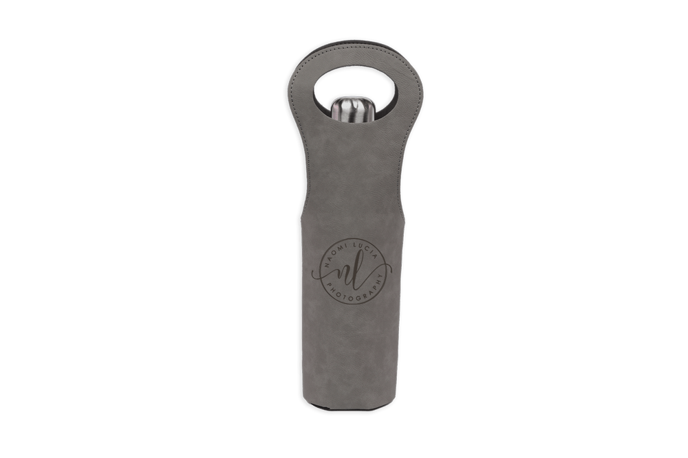 Custom Leather Wine Tote - Winks Design Studio,LLC