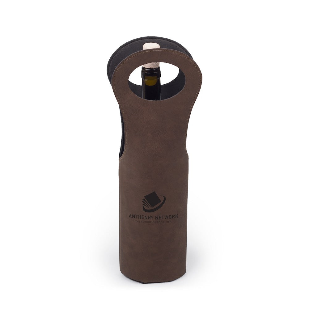 Custom Leather Wine Tote - Winks Design Studio,LLC