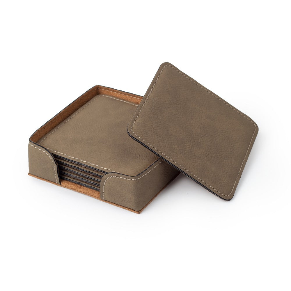 Custom Engraved Leather Coaster Set - Winks Design Studio,LLC