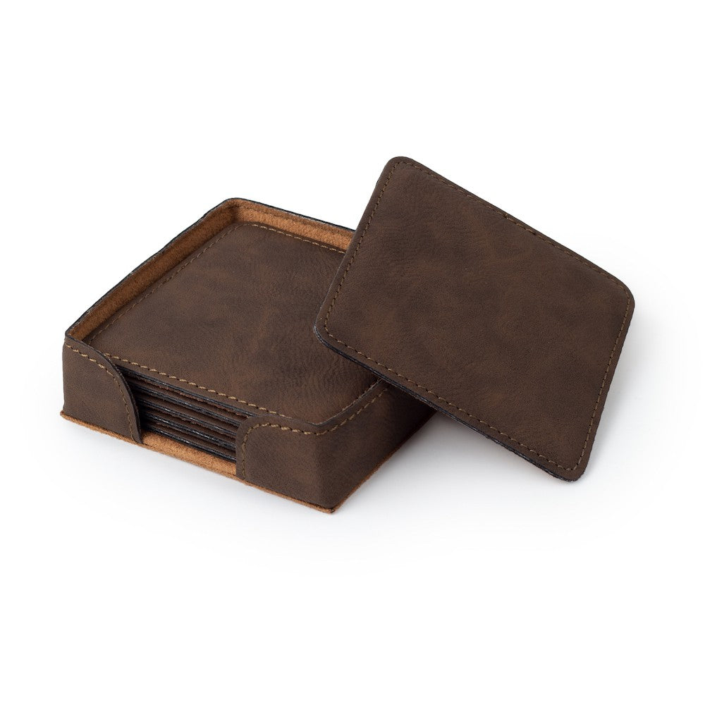 Custom Engraved Leather Coaster Set - Winks Design Studio,LLC