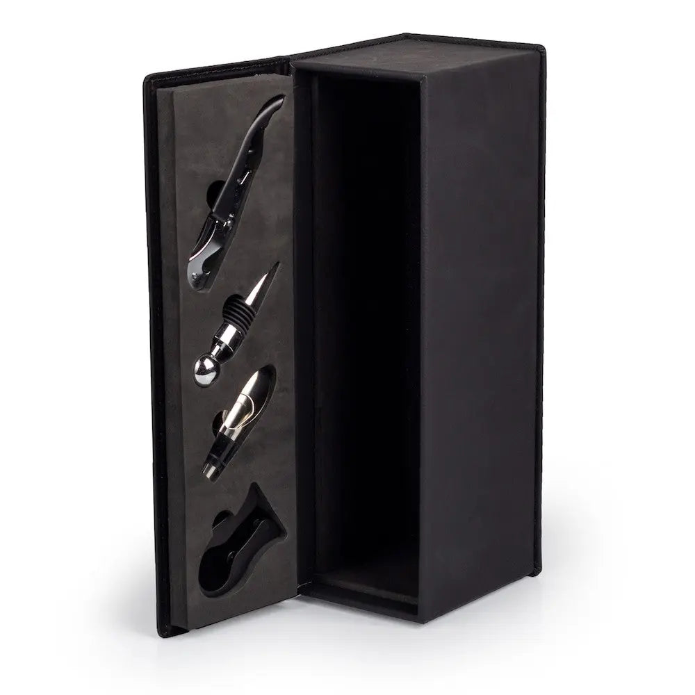 Custom engraved wooden wine box by Winks Design Studio, LLC with personalized carvings and secure lid for elegant wine storage.