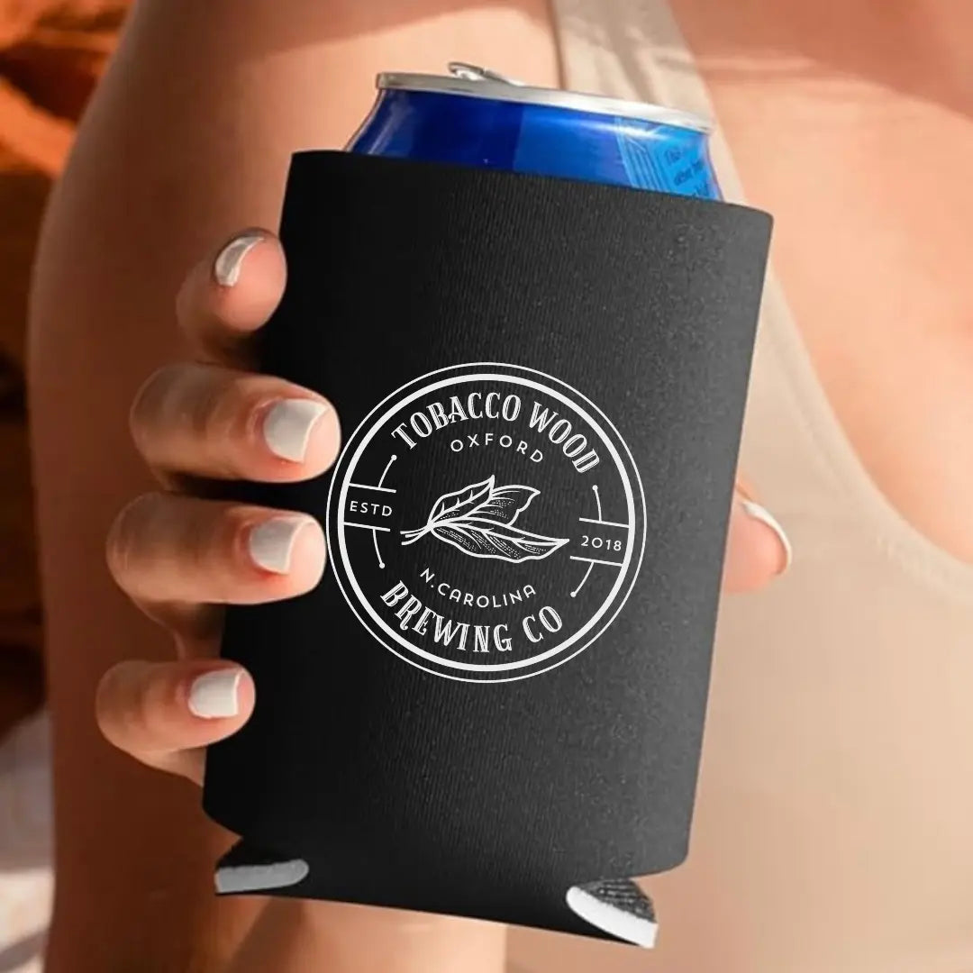 Tobacco wood brewing drink koozie by Winks Design Studio, LLC, showcasing a rustic wooden design to insulate beverages.