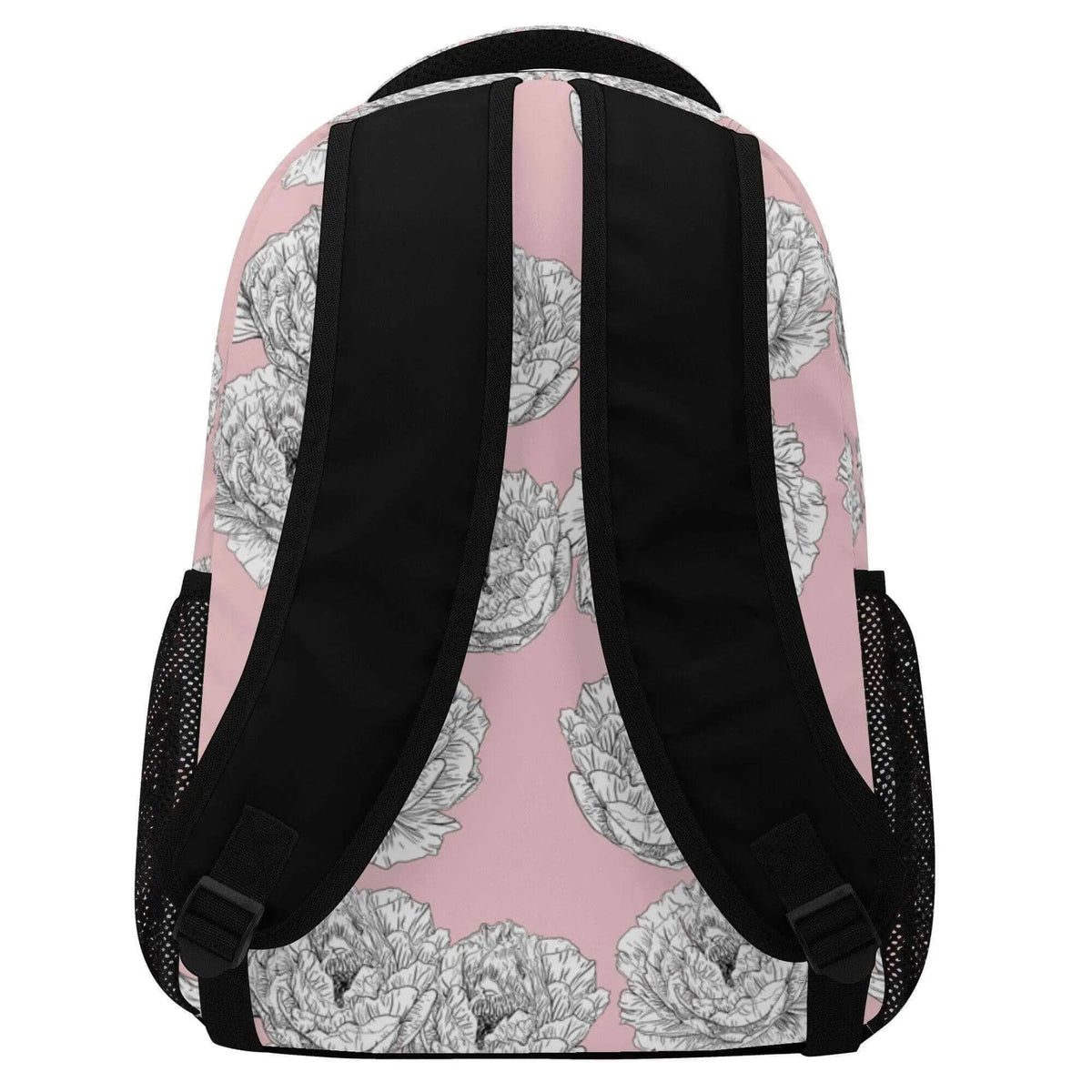 Pink Peony Flower backpack by Winks Design Studio, LLC, featuring a vibrant floral print on a stylish, durable backpack.
