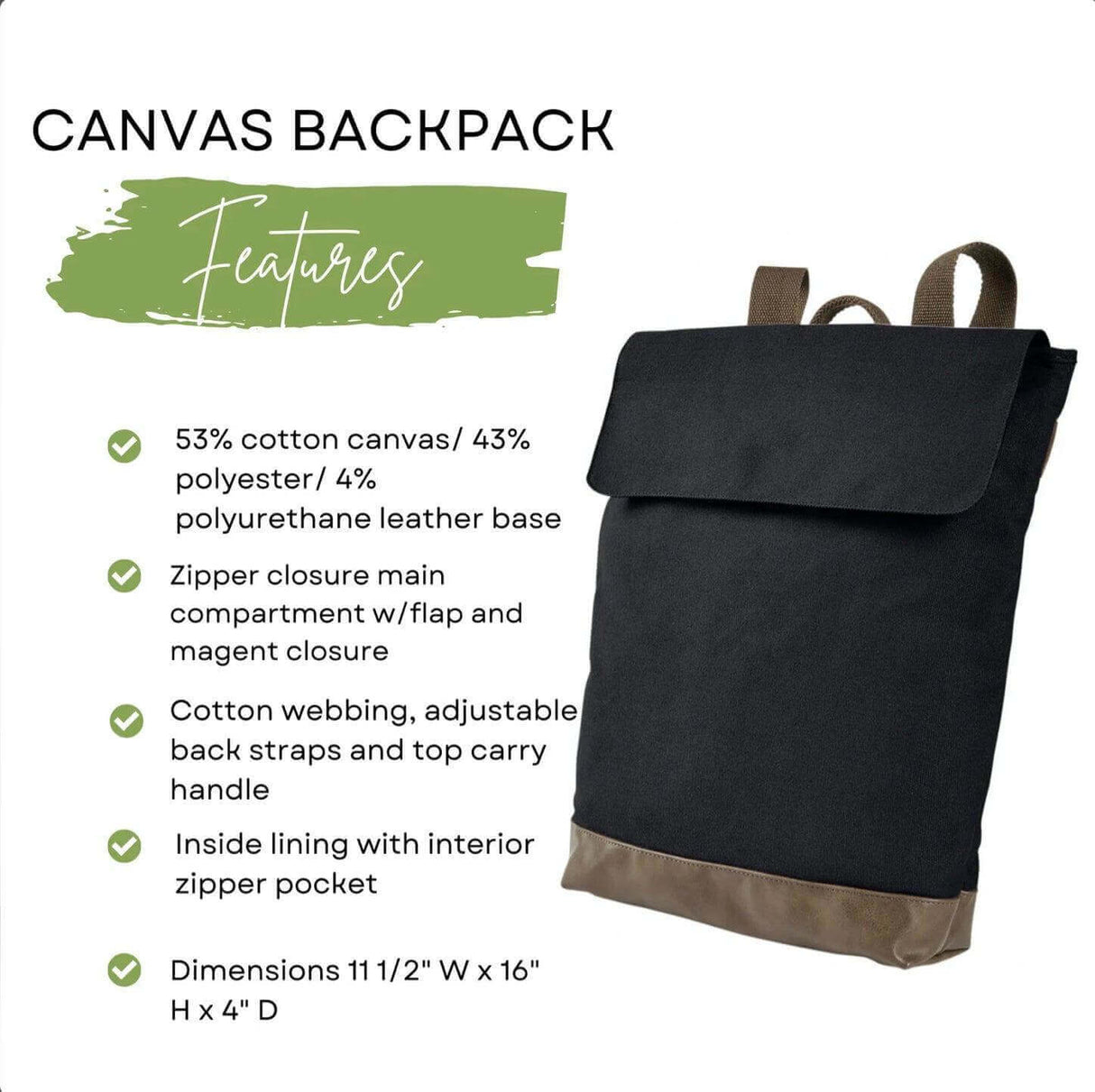 GCBA Large Canvas Backpack - Winks Design Studio,LLC