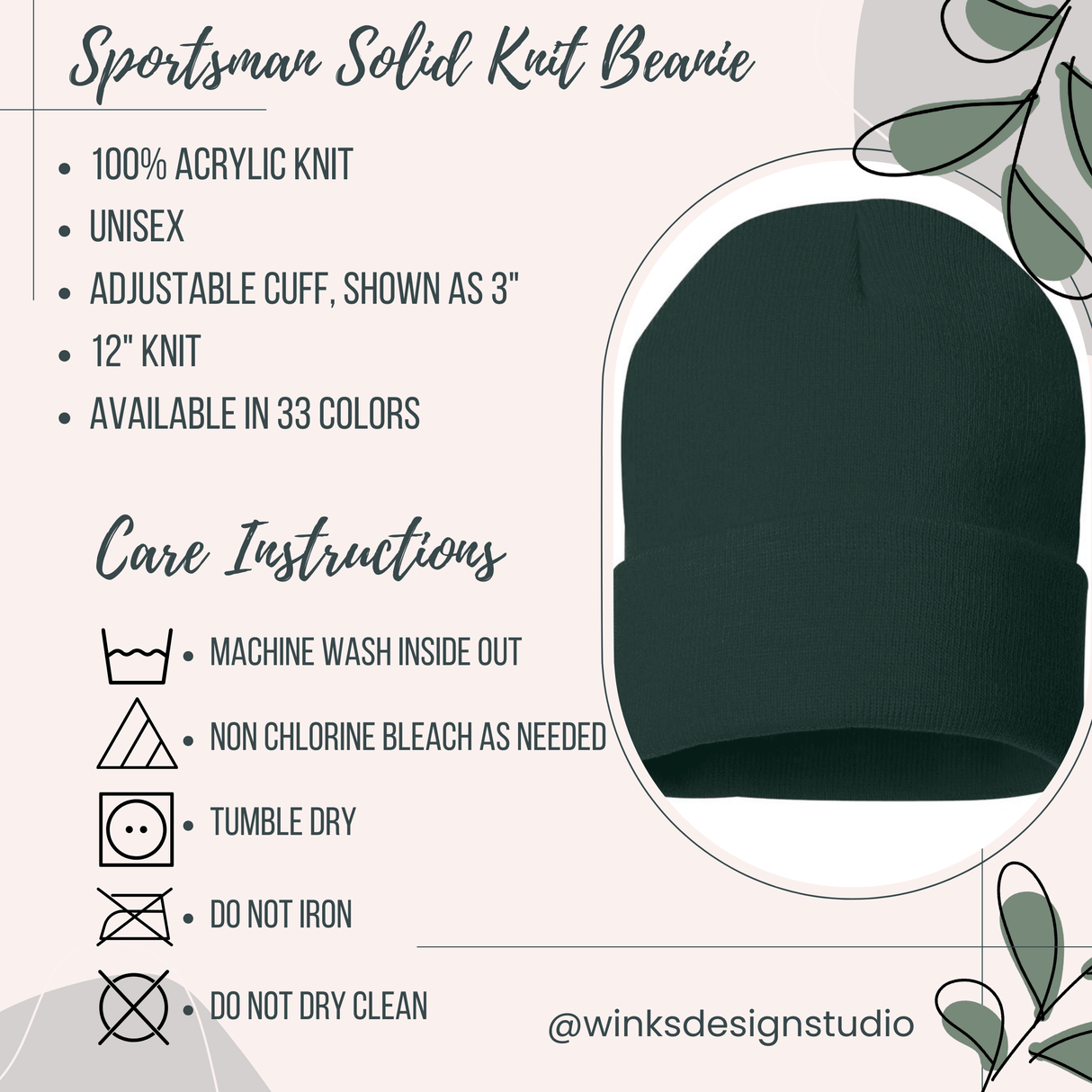 R & R Leather Patch Beanie - Winks Design Studio,LLC