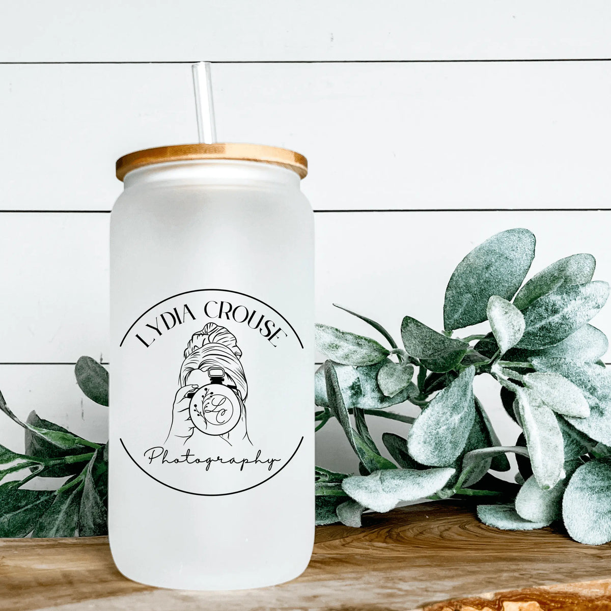 Winks Design Studio LLC Lydia Crouse frosted glass beer glass with elegant design, showcasing a sleek, modern style.