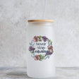 Never Stop Learning 16oz Glass Can - Winks Design Studio,LLC