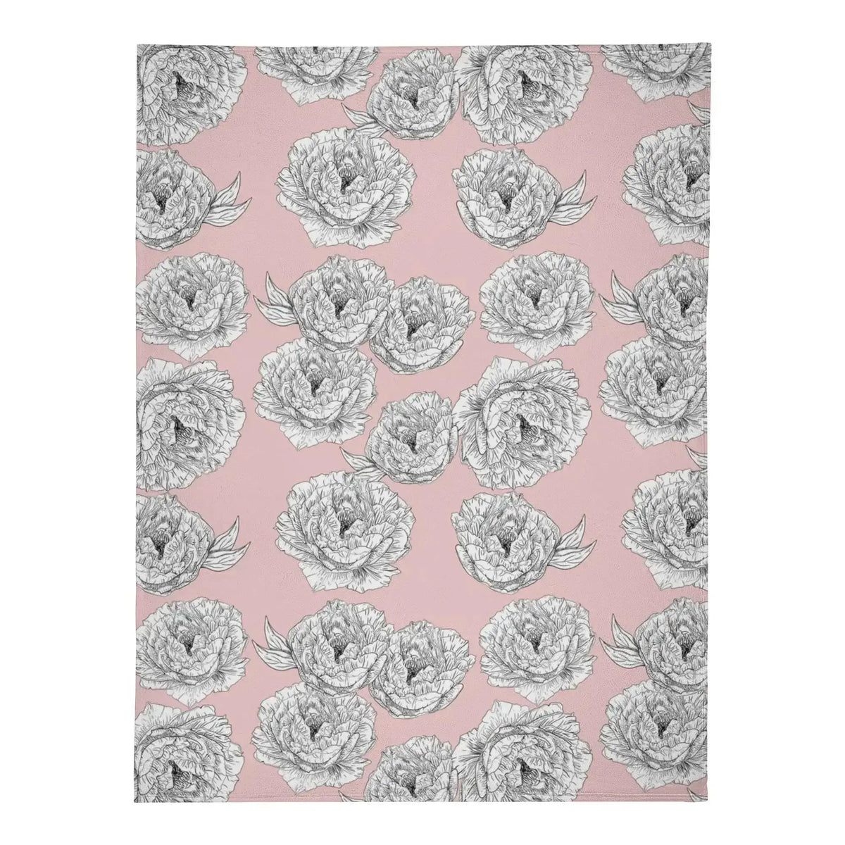 Pink peony flower blanket by Winks Design Studio, LLC featuring soft fabric and vibrant floral design.