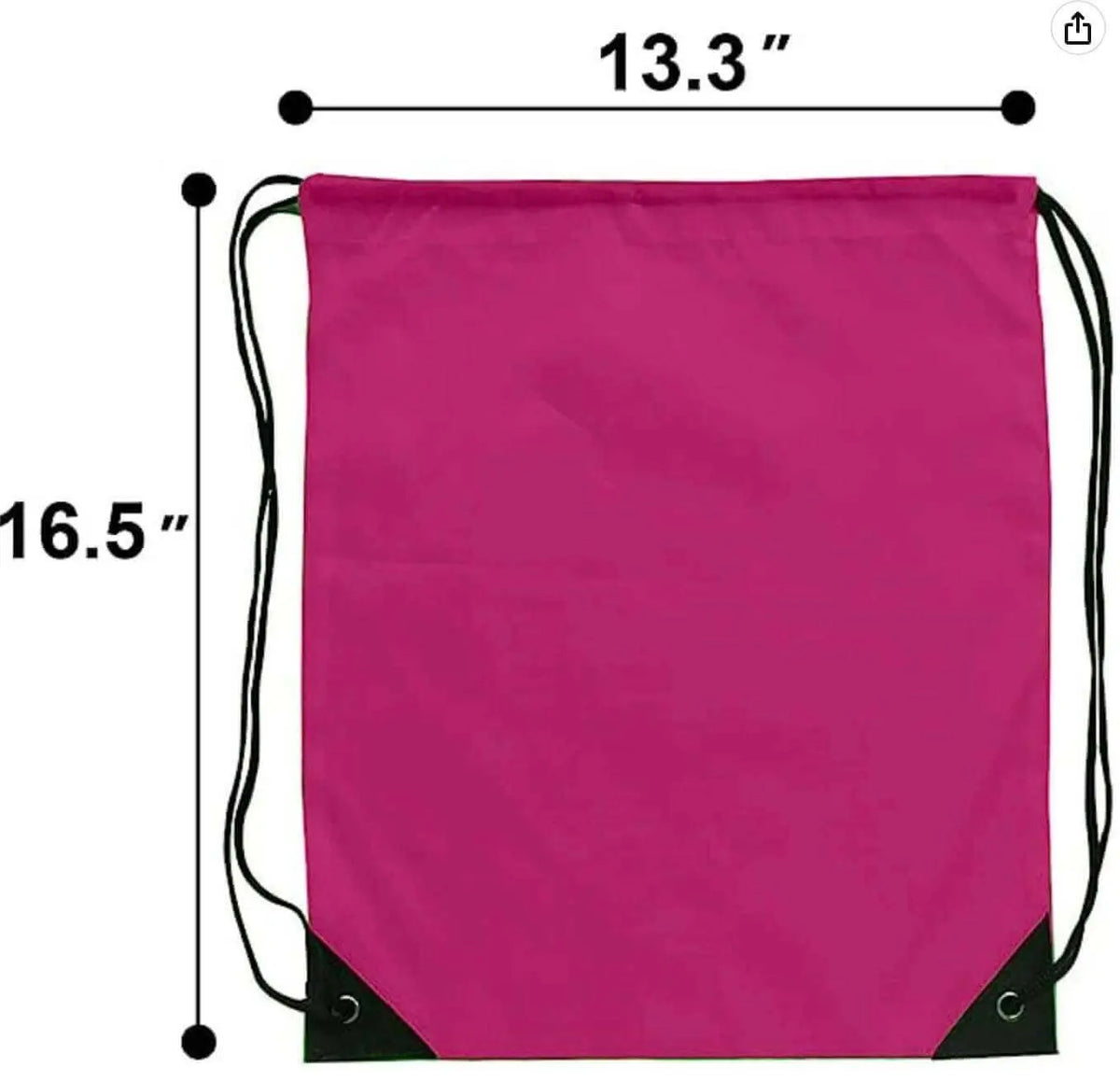 Black custom cinch bag by Winks Design Studio, LLC with adjustable straps and spacious main compartment.