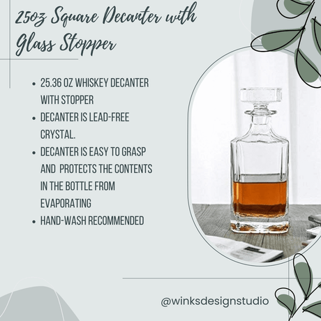 Oxford Oaks Distillery 25oz Crystal Decanter - Winks Design Studio,LLC