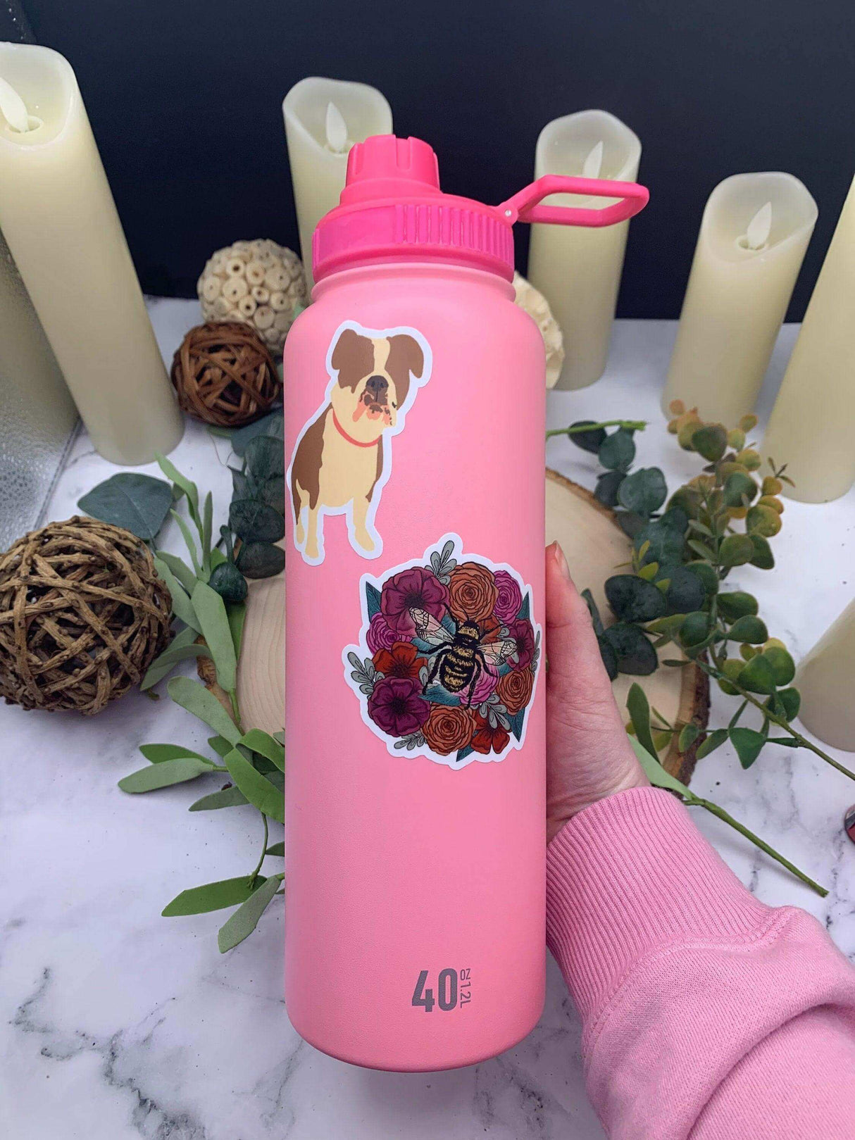 Bee on Flowers Vinyl Sticker - Winks Design Studio,LLC