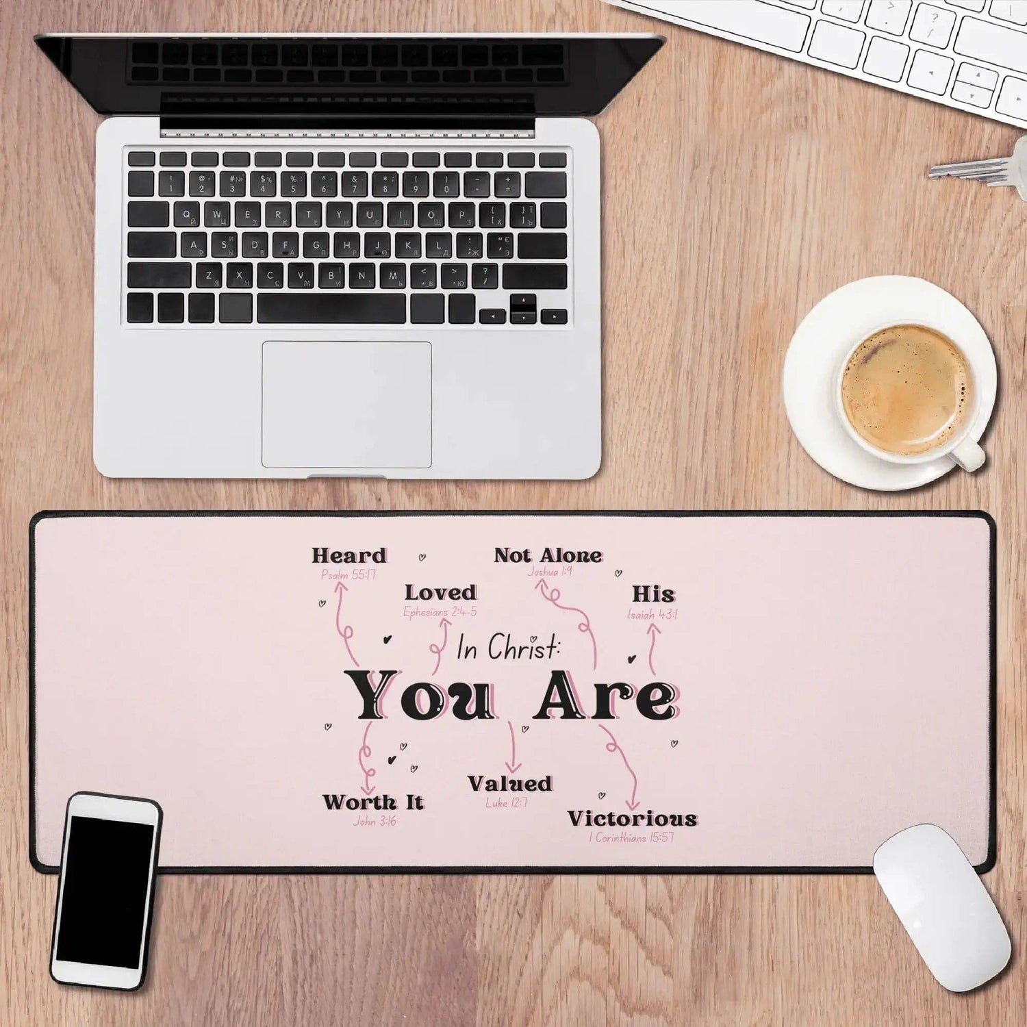 In Christ You Are Desk Mat - Winks Design Studio,LLC