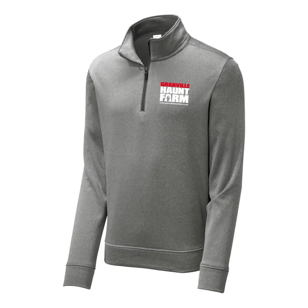 Winks Design Studio LLC Granville Haunt Farm fleece pullover in small size, cozy and warm fleece sweater with farm-themed design.