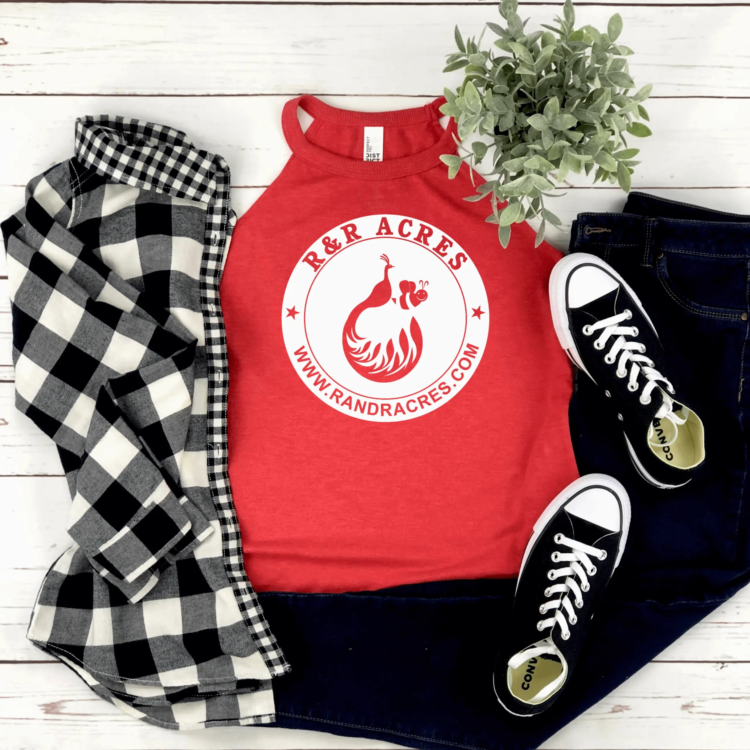 Winks Design Studio LLC R & R halter tank top in small size with classic R & R logo, sleeveless halter style, casual wear.