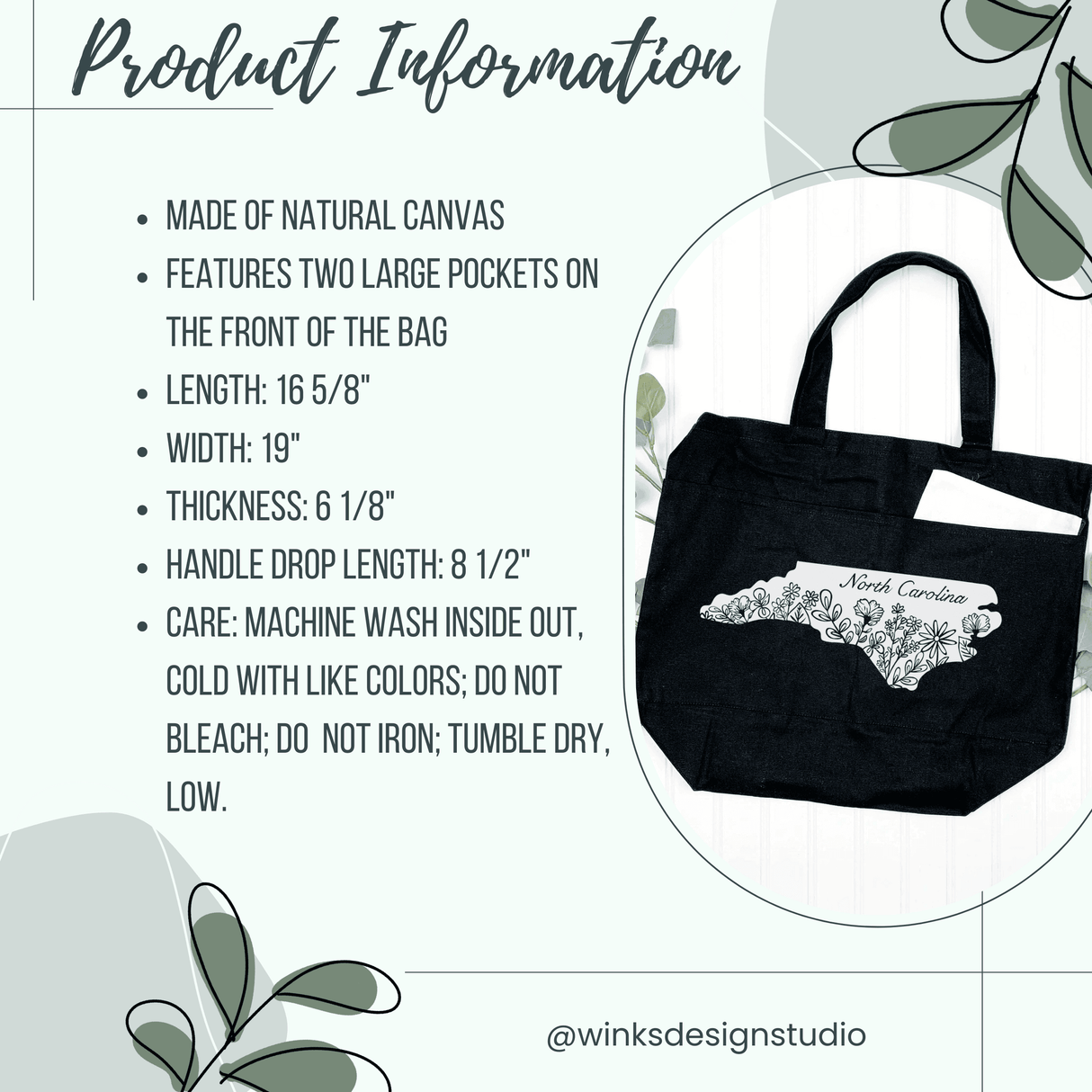 GCBA Tote with Pockets - Winks Design Studio,LLC