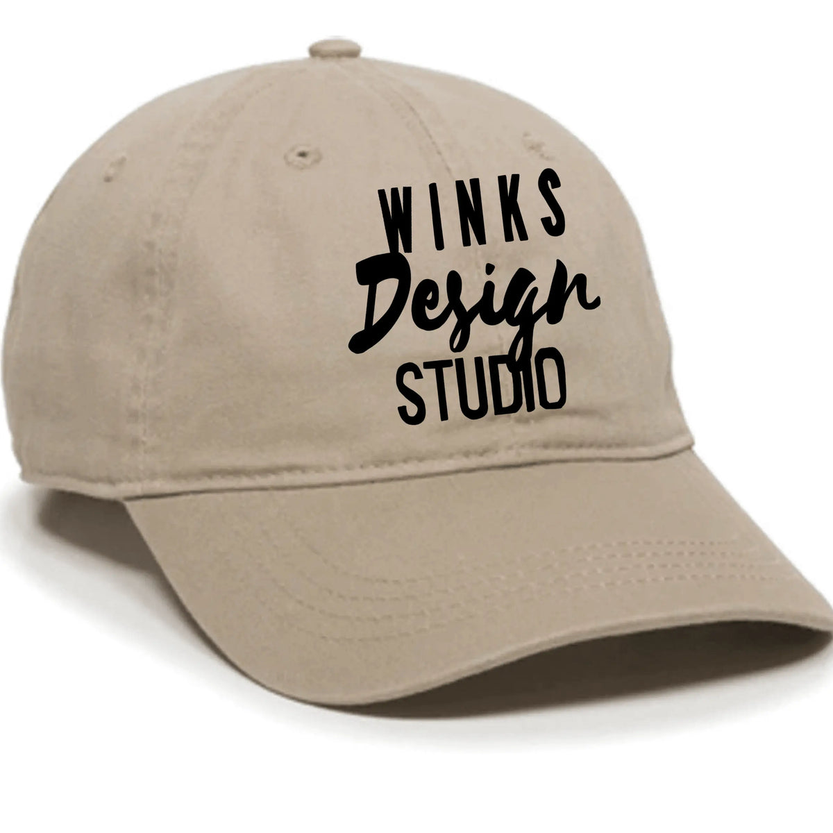 Green Winks Design Studio WDS Twill Hat with curved brim and adjustable strap, casual stylish hat for everyday wear