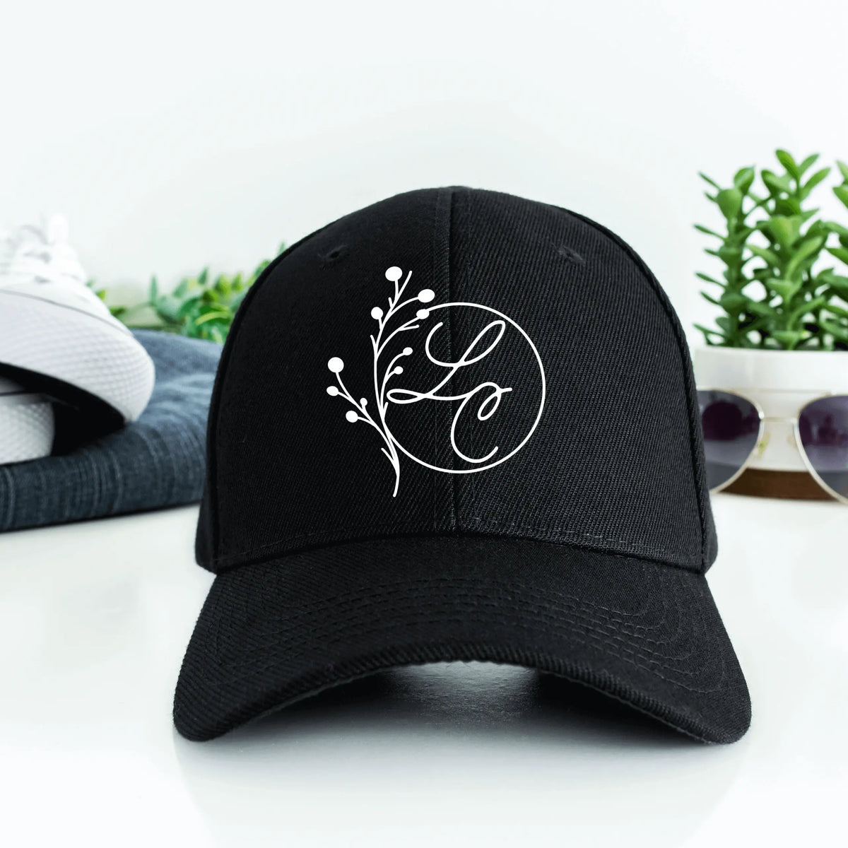 White Lydia Crouse twill hat by Winks Design Studio, LLC, featuring a classic wide-brim design and stylish stitching.