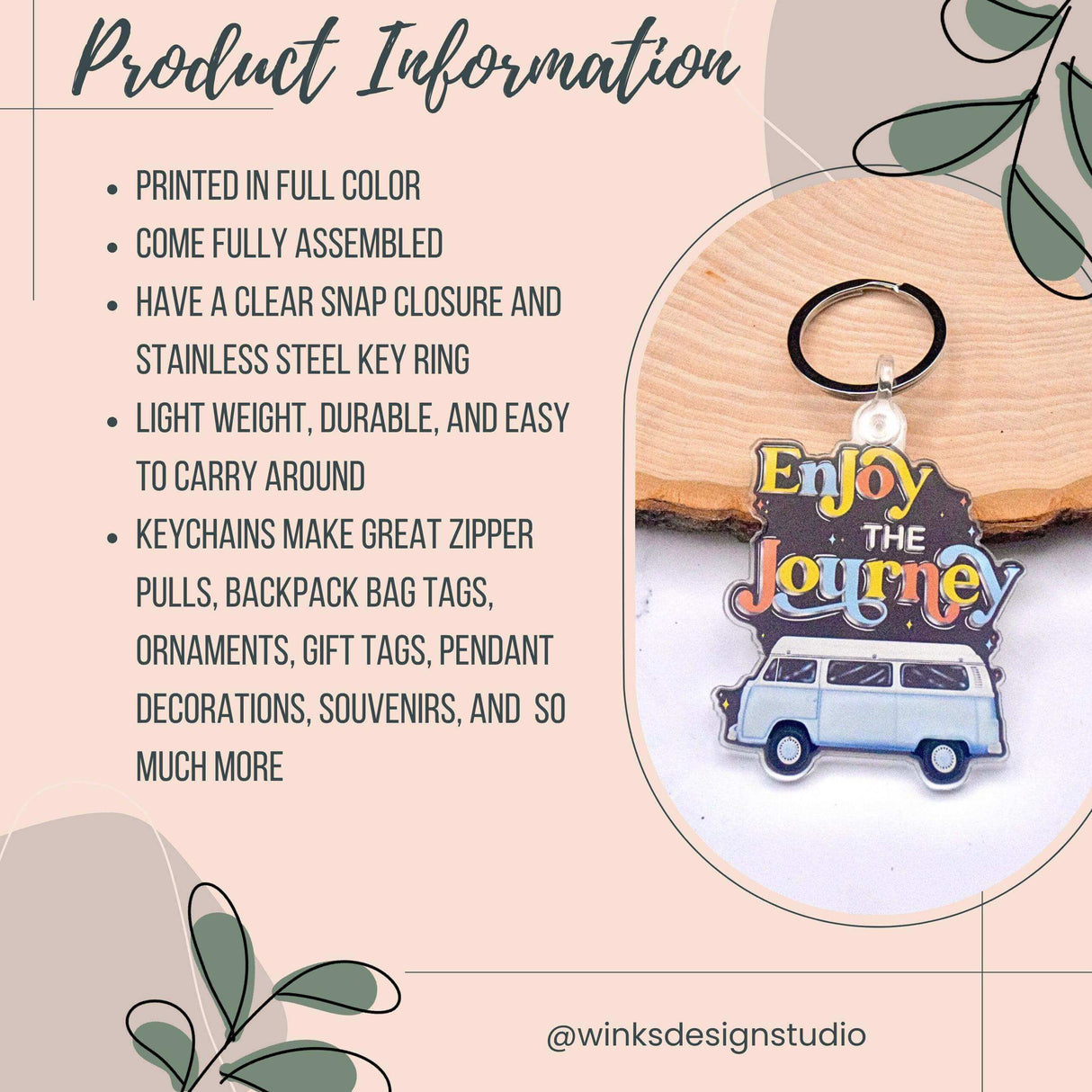 70's Retro Van Keychain - Winks Design Studio,LLC