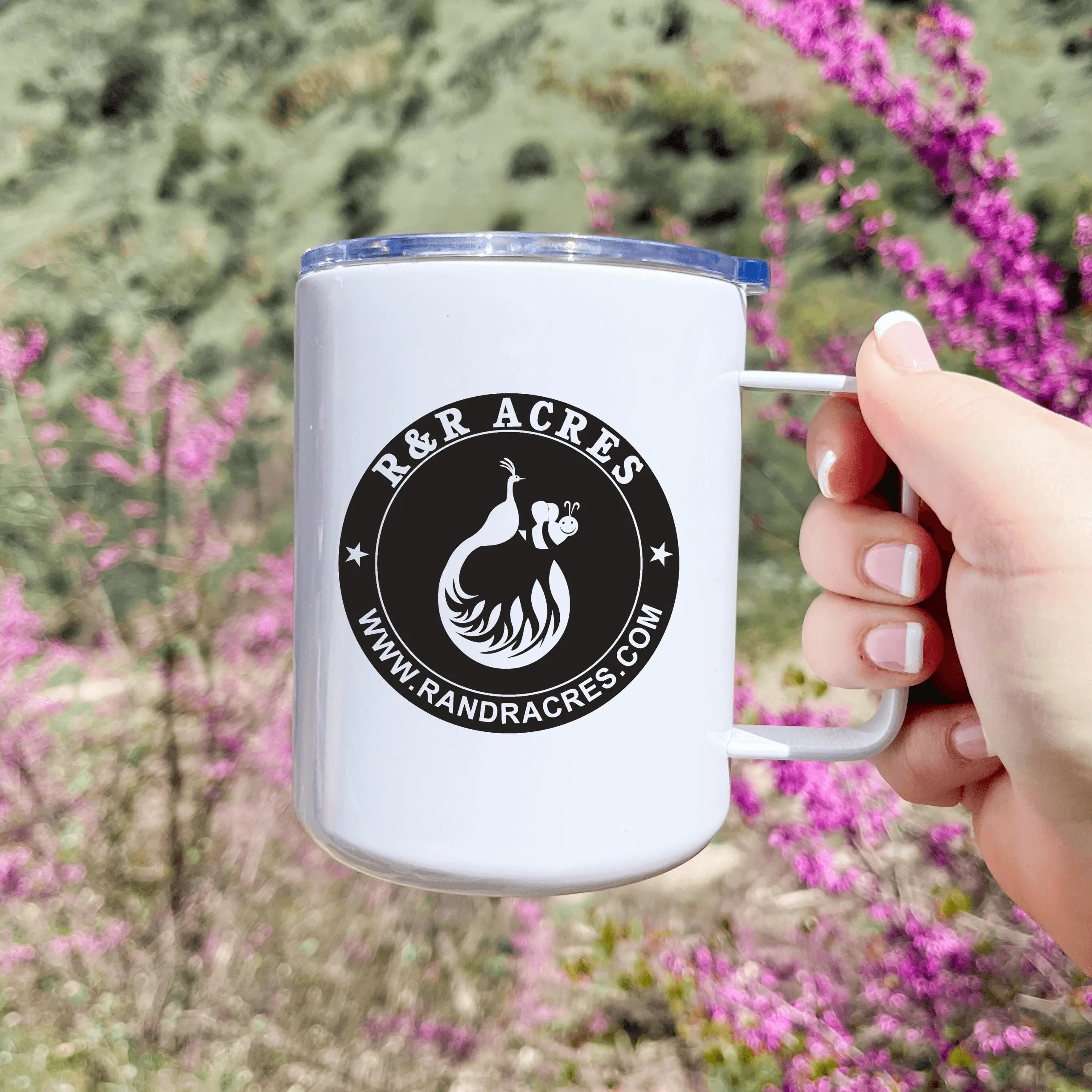 Winks Design Studio LLC 13oz insulated stainless steel metal mug with R & R logo and multiple design options.