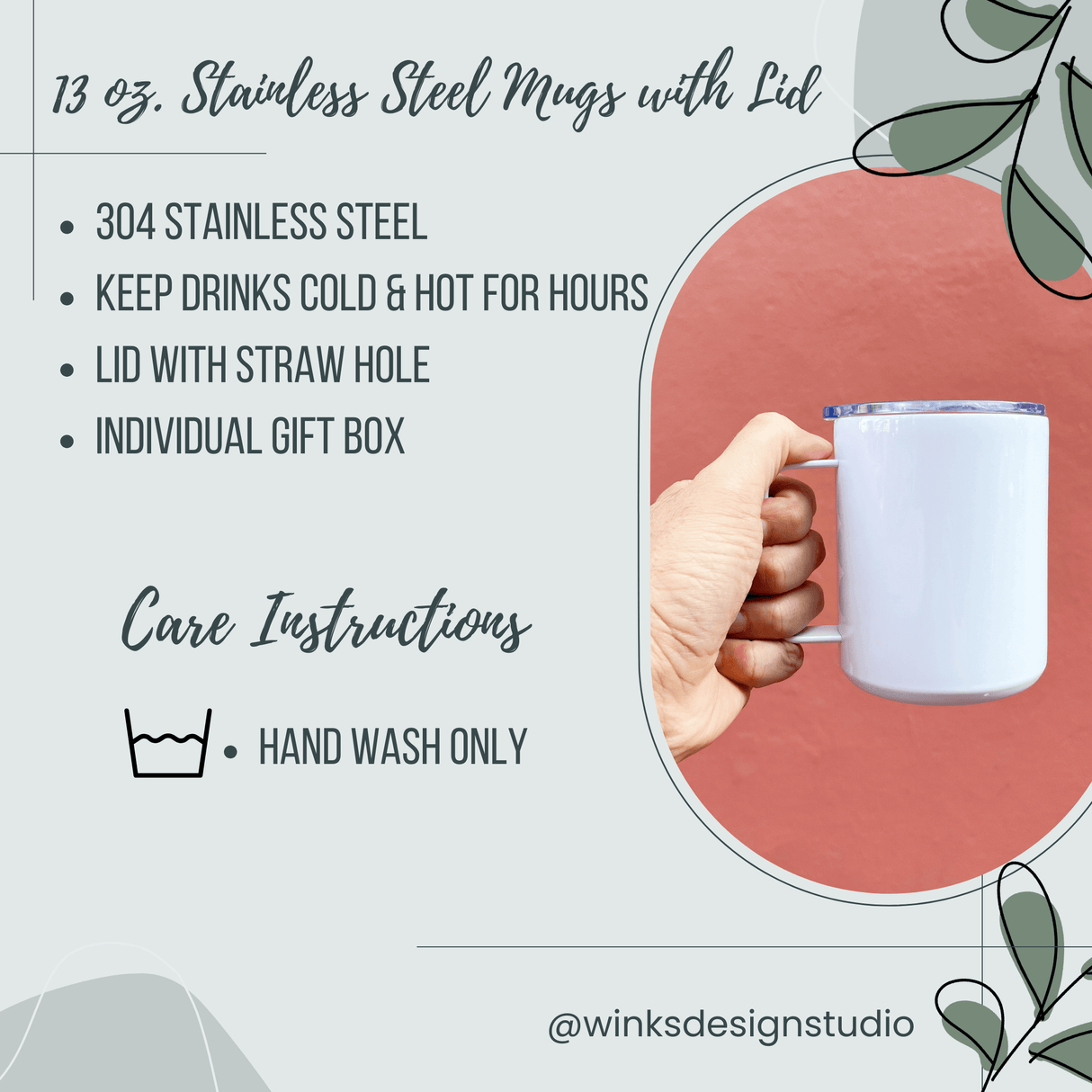 UCAN 13oz Insulated Stainless Steel Mug - Winks Design Studio,LLC