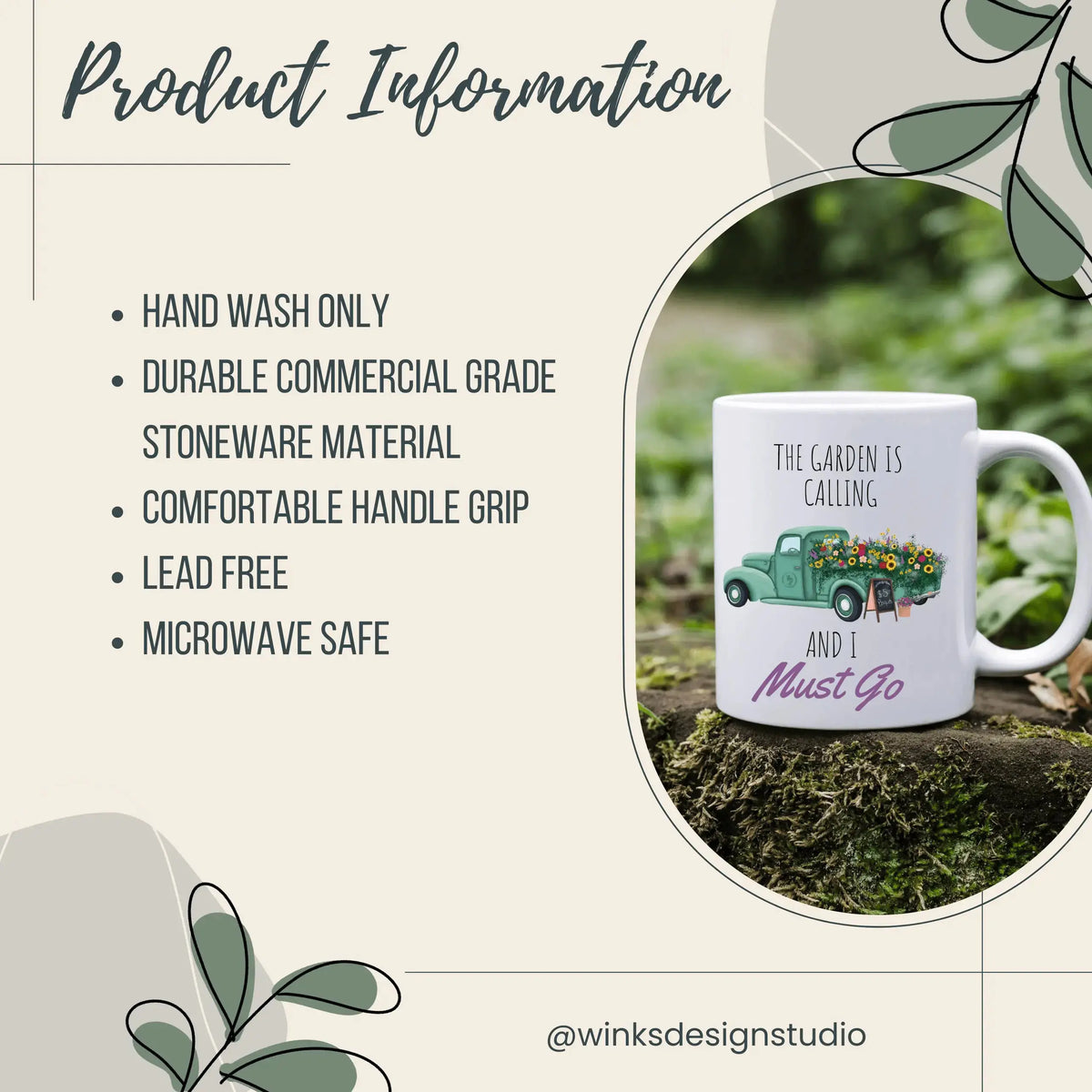 Winks Design Studio LLC R & R ceramic mug with multiple design options, featuring classic R & R logo on white ceramic surface.