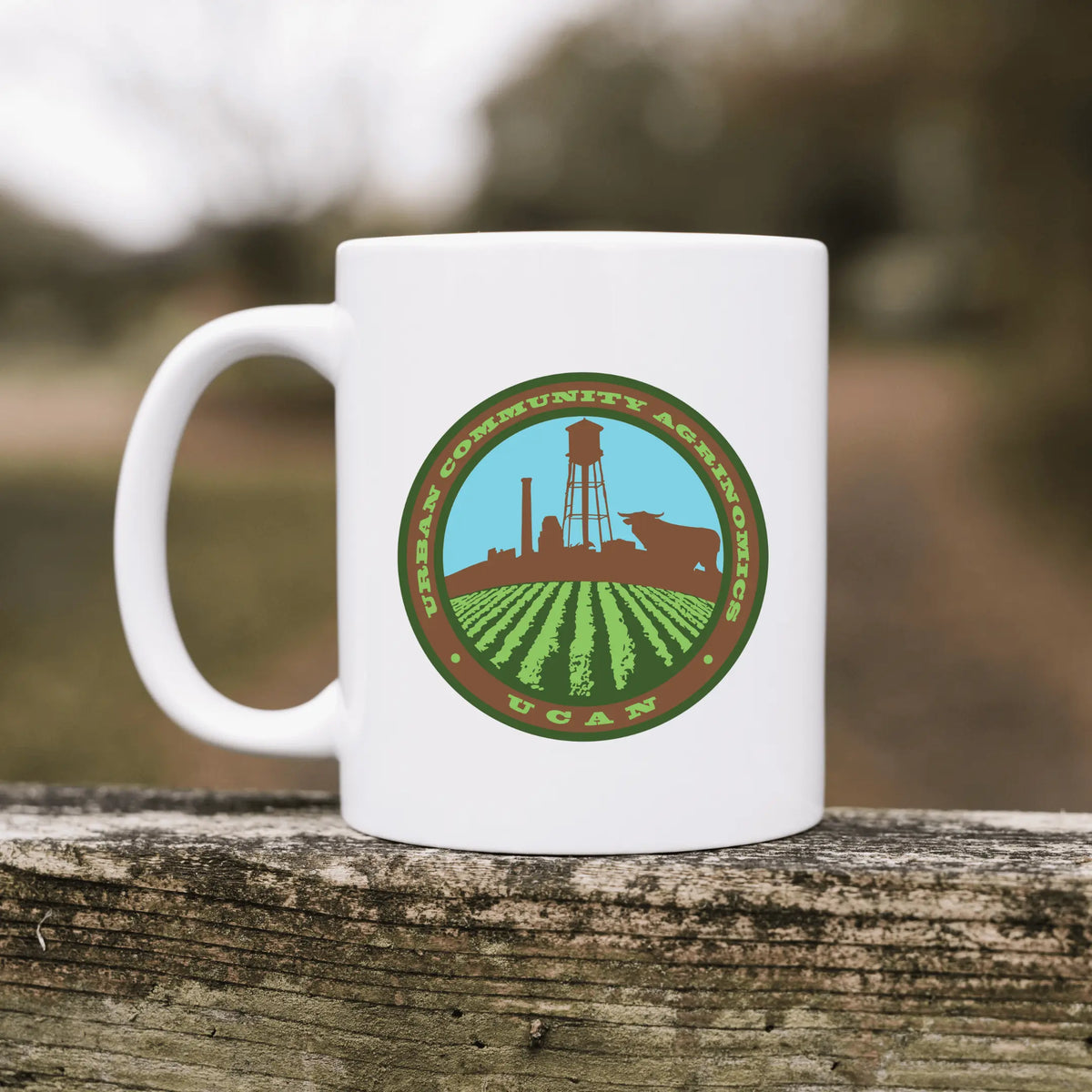 Winks Design Studio LLC UCAN 15oz ceramic mug with a smooth white finish and sturdy handle, ideal for hot beverages.