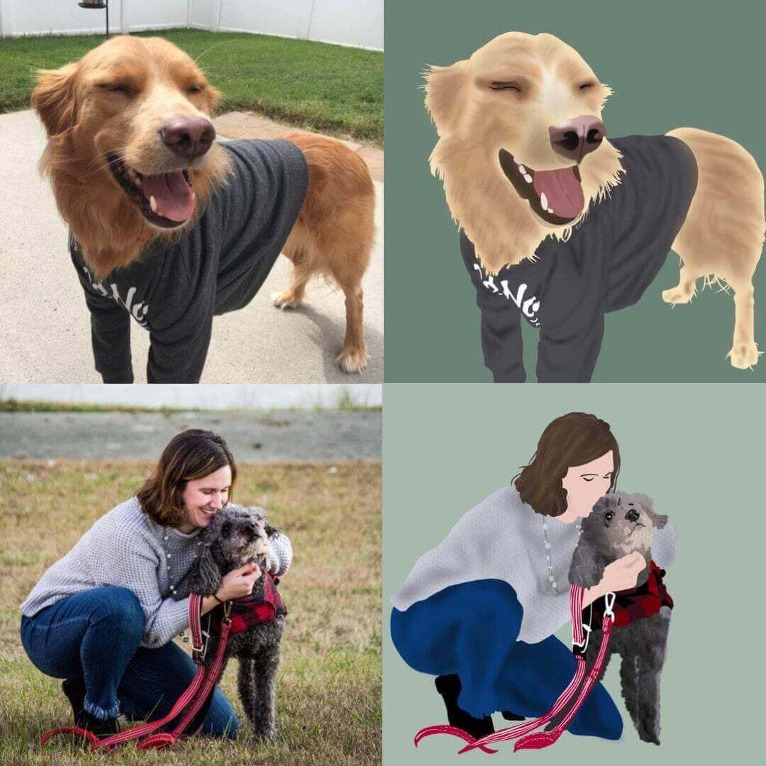 Personalized Pet Portrait From Photo - Winks Design Studio,LLC