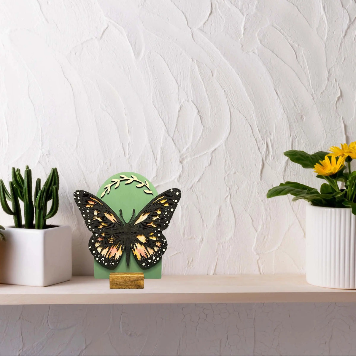 Handcrafted Butterfly Shelf Sign by Winks Design Studio, LLC, featuring a decorative butterfly design for wall display.