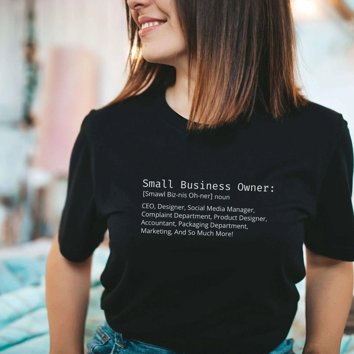Black Small Business Owner Definition Shirt by Winks Design Studio, LLC, featuring bold text and a comfortable fit for entrepreneurs.