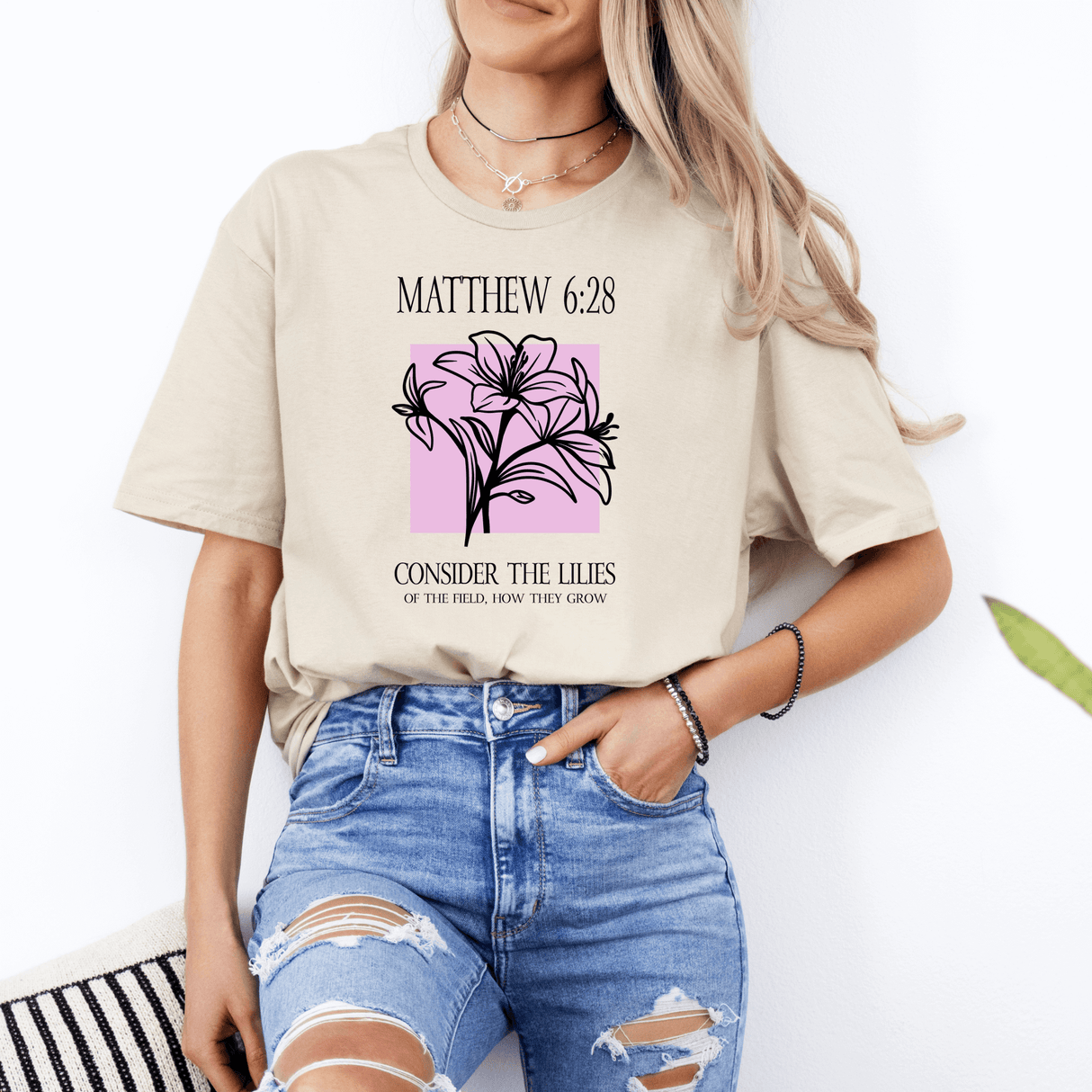 Consider the Lilies Graphic T-Shirt - Matthew 6:28 - Winks Design Studio,LLC