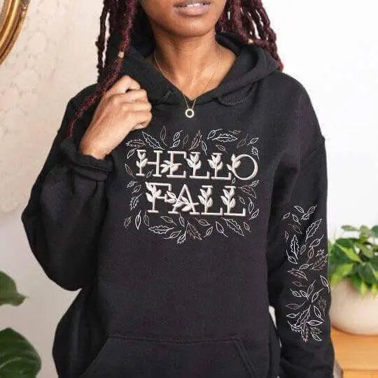 Hello Fall hoodie from Winks Design Studio, LLC, featuring a cozy shirt or top with fall-themed design and comfortable fabric.